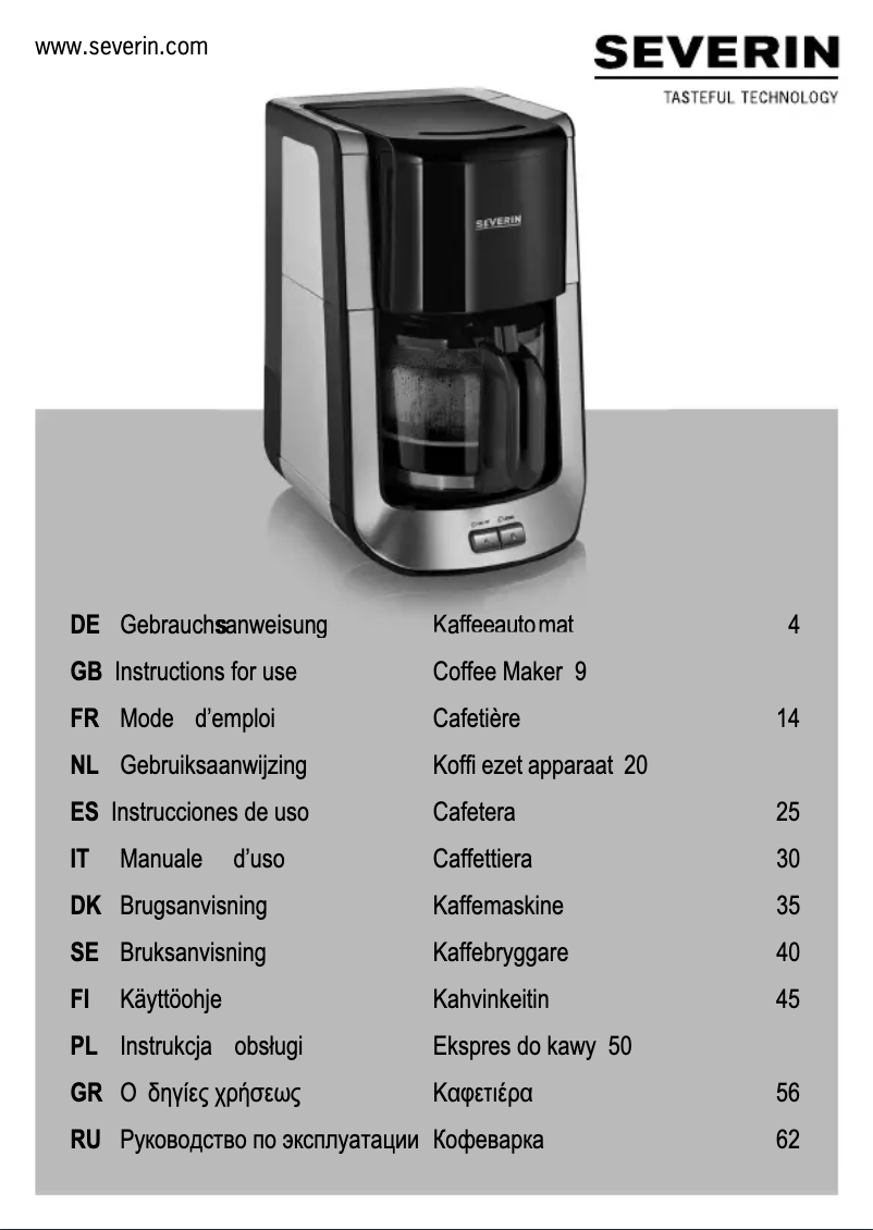 Page 1 de la notice Manuel utilisateur Severin KA 4462