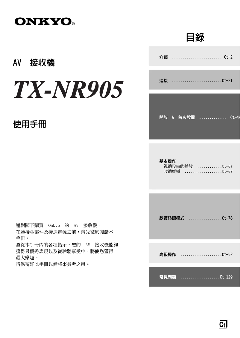 Page 1 de la notice Manuel utilisateur Onkyo TX-NR905