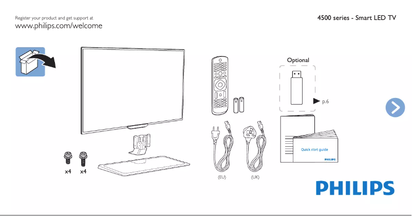 Page 1 de la notice Guide de démarrage rapide Philips 50PFK4509