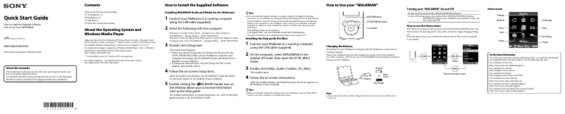 Page 1 de la notice Guide d'installation Sony Walkman NWZ-E385BLK