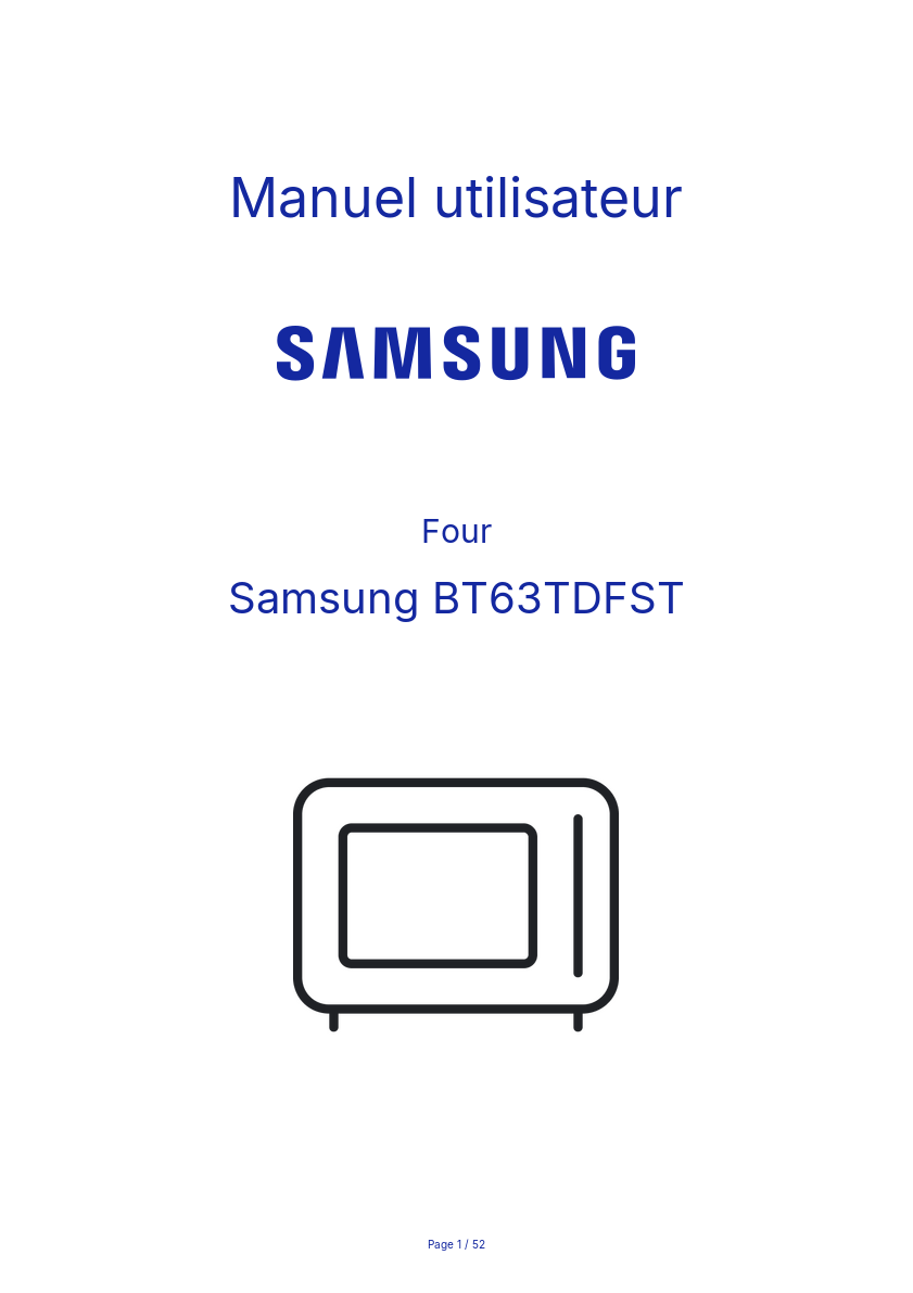 Page n°1 - Manuel utilisateur Samsung BT63TDFST