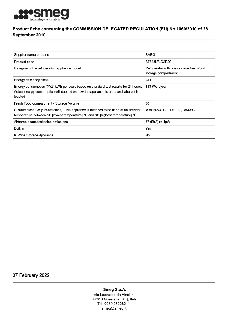 Page n°1 - Brochure Smeg S7323LFLD2P2C