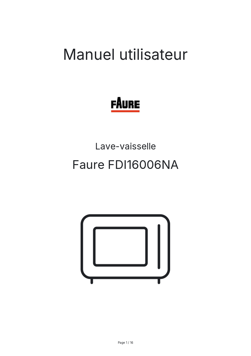 Image de la première page du manuel de l'appareil FDI16006NA