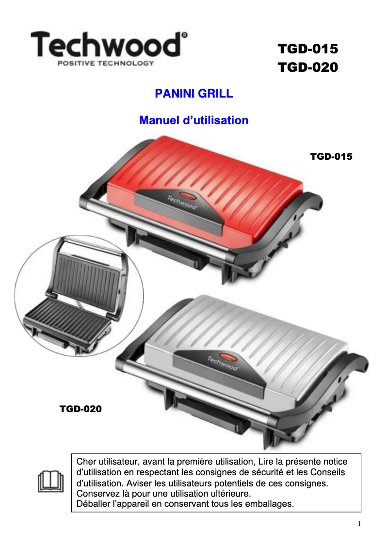 Page n°1 - Manuel utilisateur Techwood TGD-020