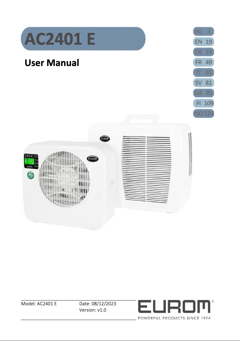 Page n°1 - Manuel utilisateur Eurom AC2401 E