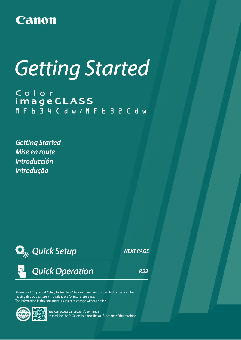 Page 1 de la notice Manuel utilisateur Canon imageCLASS MF632Cdw