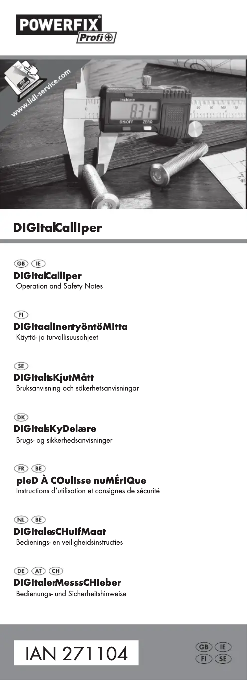 Page n°1 - Manuel utilisateur Powerfix IAN 271104