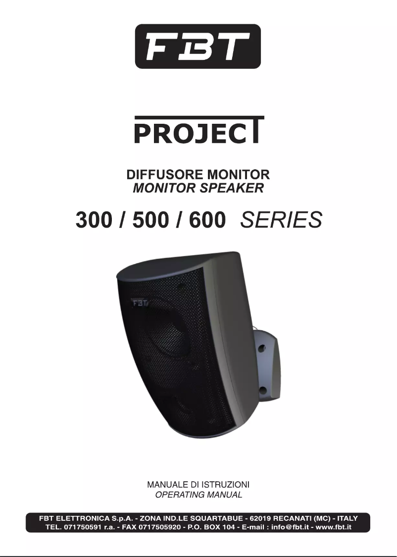 Page 1 de la notice Manuel utilisateur FBT PROJECT 315