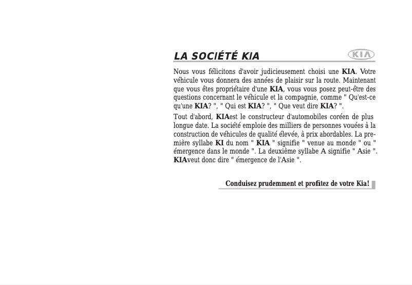 Page 1 de la notice Manuel utilisateur Kia Rondo (2009)