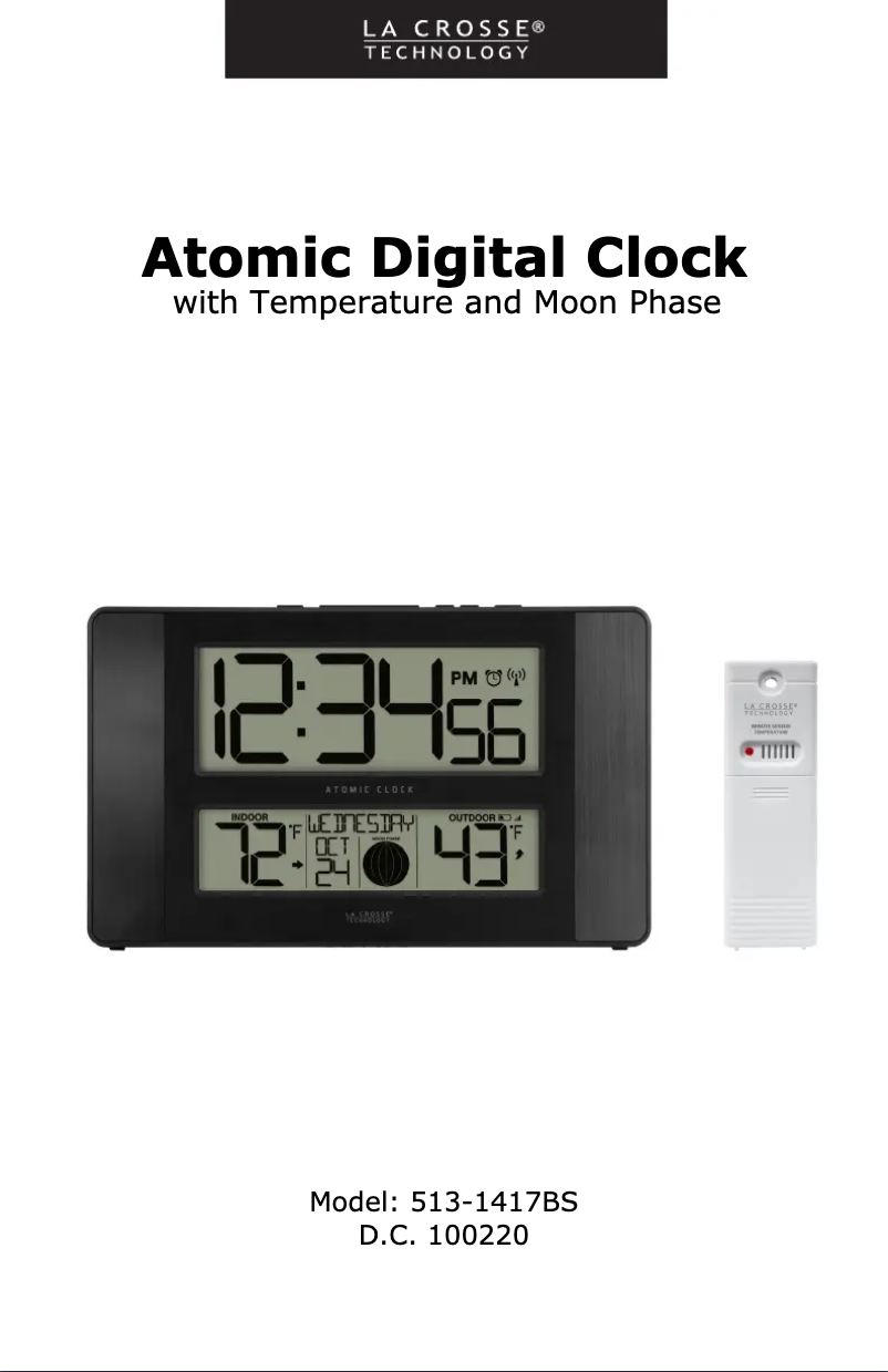 Page n°1 - Manuel utilisateur La Crosse Technology 513-1417BS