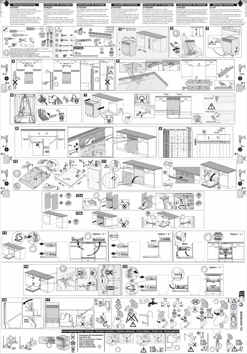 Page 1 de la notice Guide d'installation AEG FEE74716PM