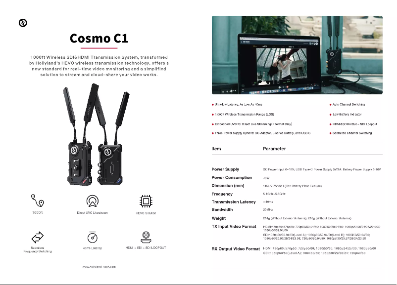 Page n°1 - Manuel utilisateur Hollyland Cosmo C1