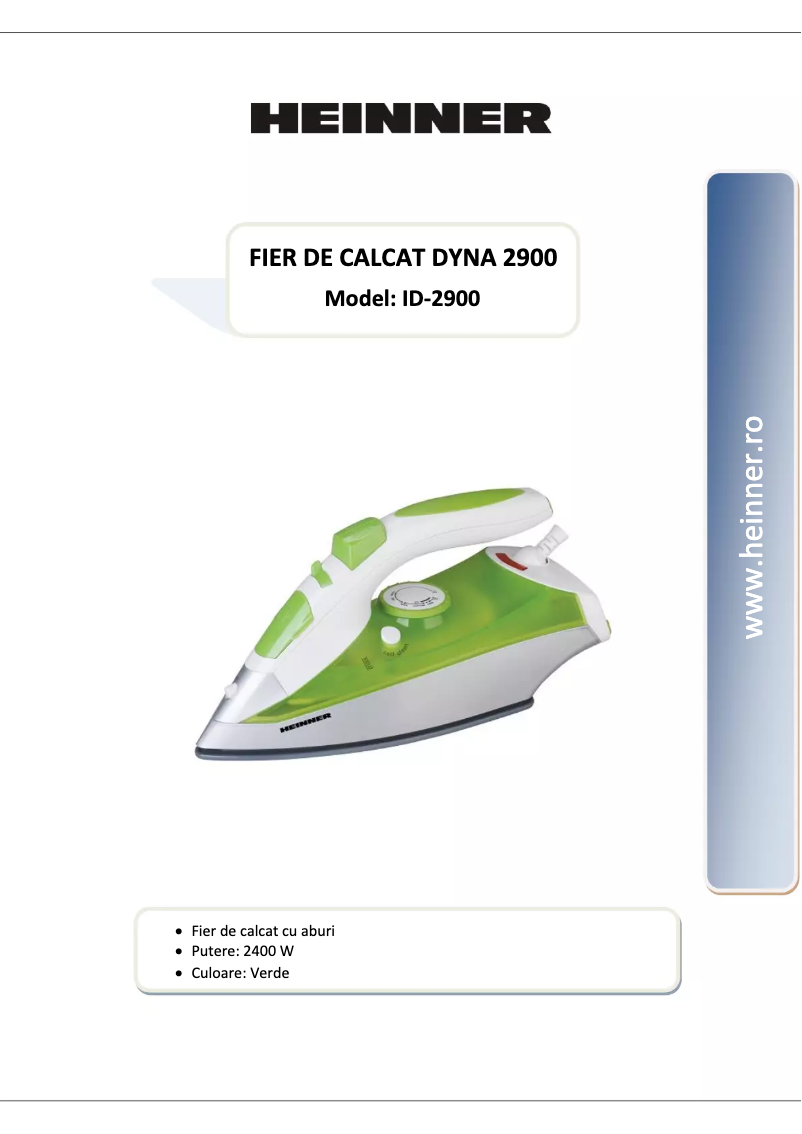 Page n°1 - Manuel utilisateur Heinner Dyna ID-2900