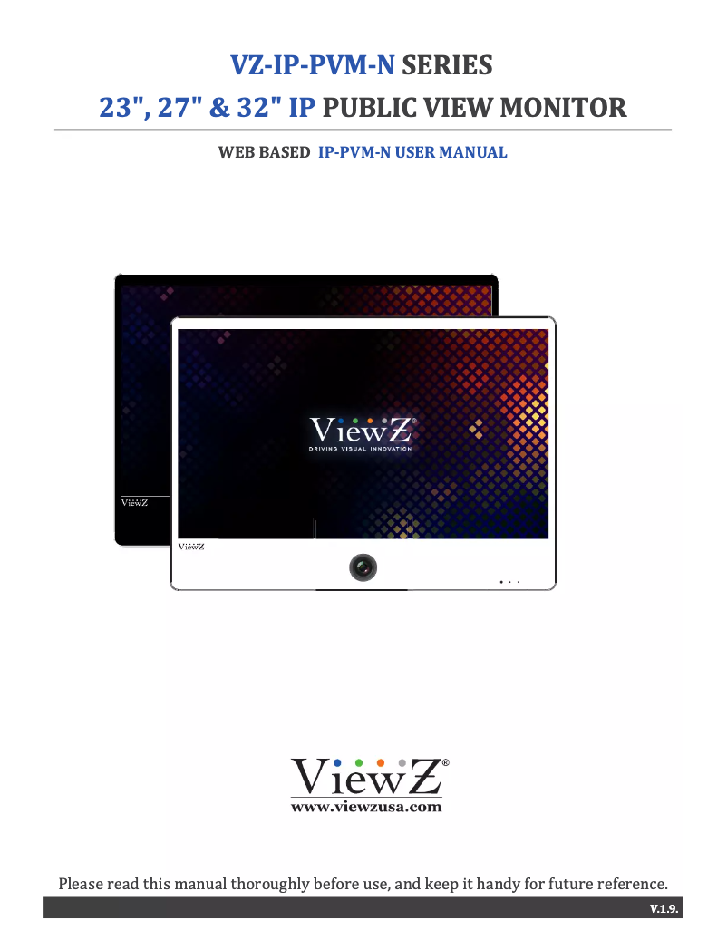 Image de la première page du manuel de l'appareil VZ-PVM-I3B3N