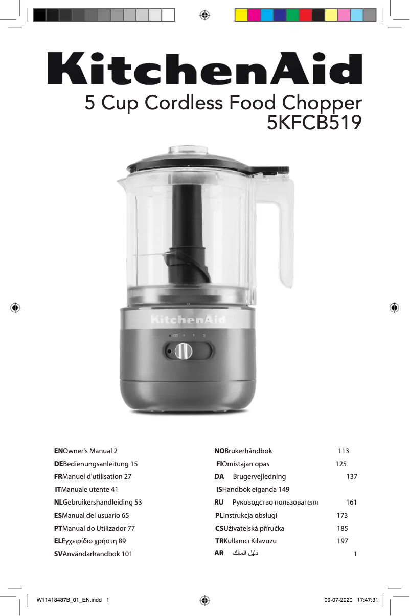 Page 1 de la notice Manuel utilisateur KitchenAid 5KFCB519