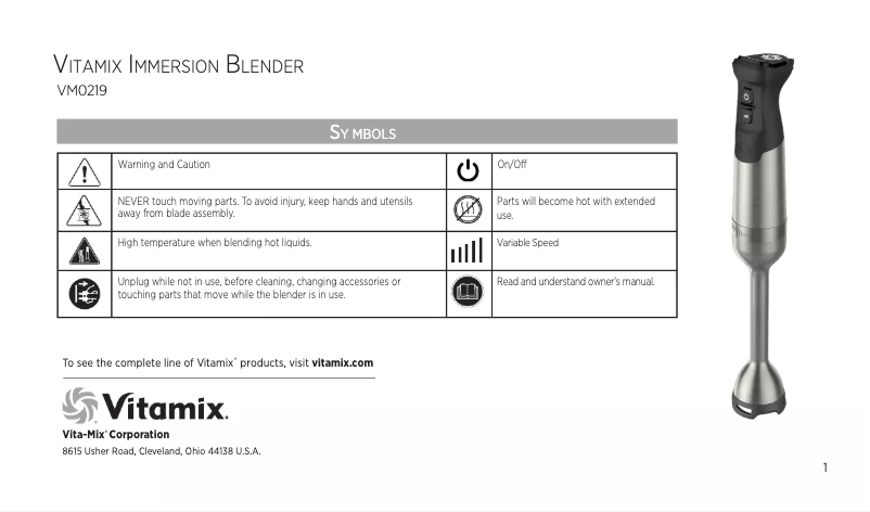 Page n°1 - Manuel utilisateur Vitamix VM0219
