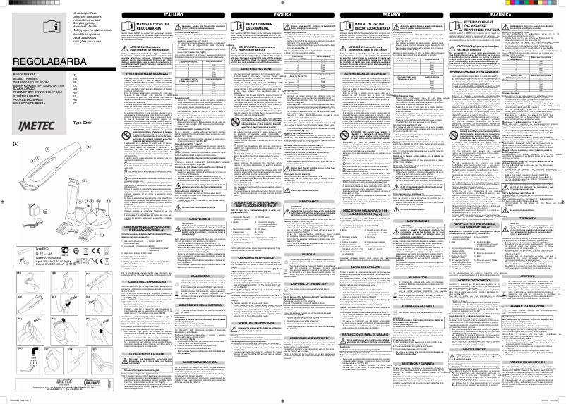 Page n°1 - Manuel utilisateur Imetec GK3 900