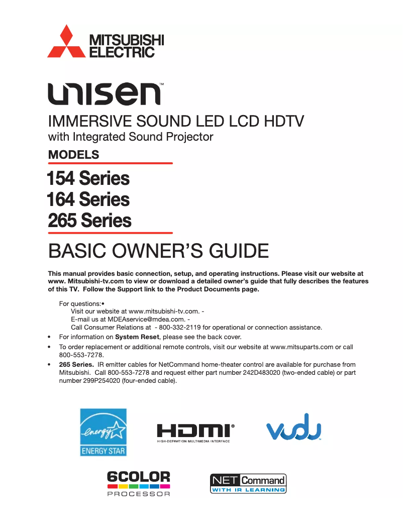 Page 1 de la notice Manuel utilisateur Mitsubishi Unisen LT-46164