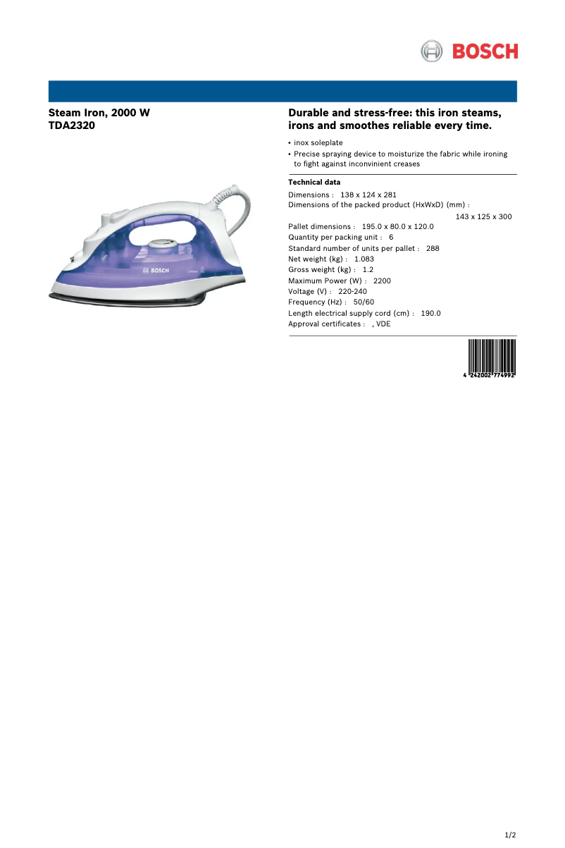 Imagen de la primera página del manual del dispositivo TDA2320