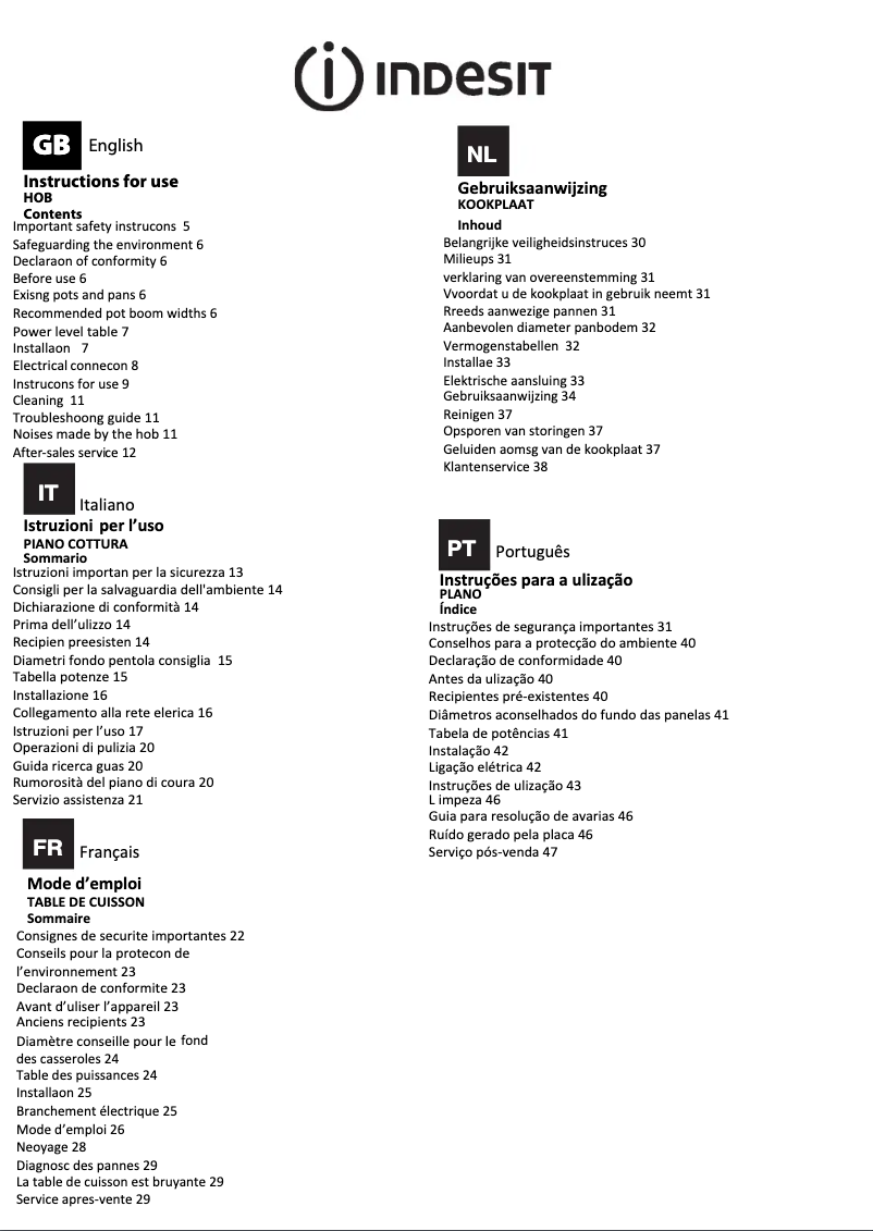 Página 1 del manual Manual de instrucciones Indesit VID 641 B C