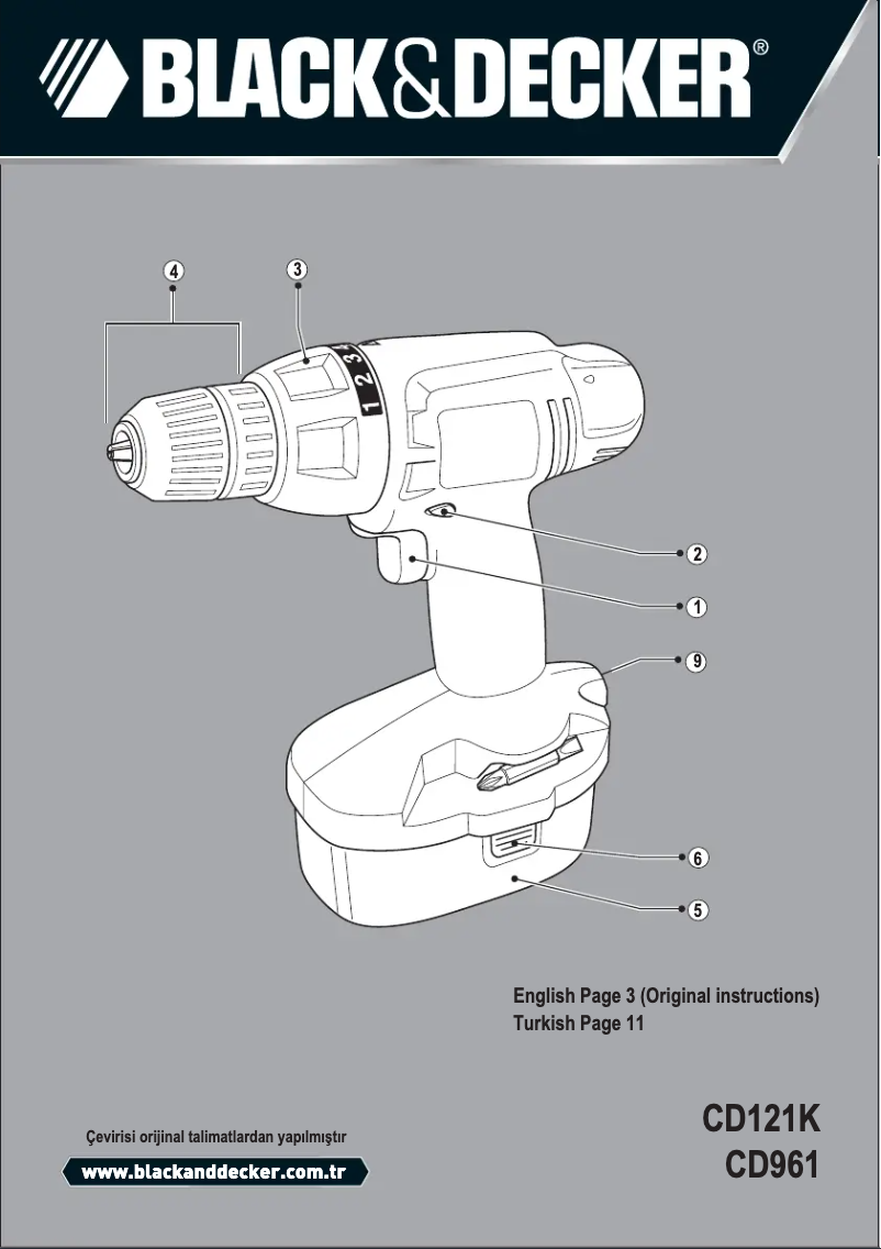 Page 1 de la notice Manuel utilisateur Black & Decker CD961