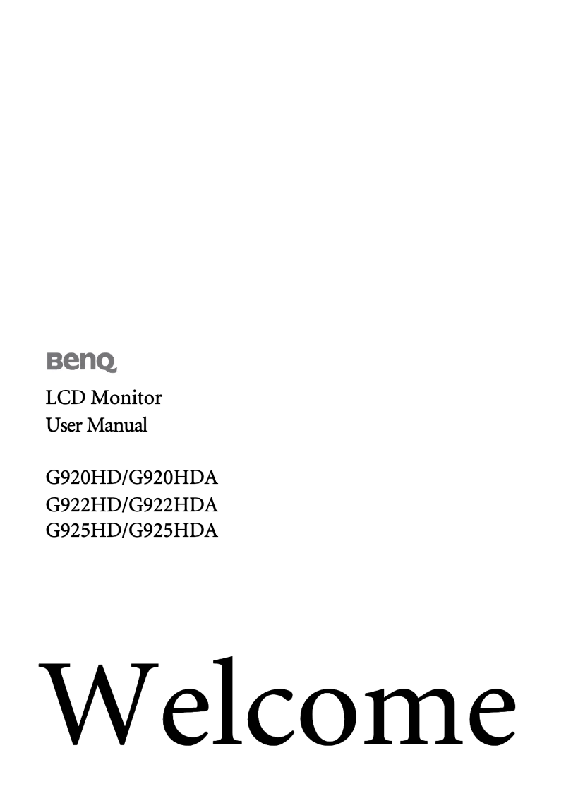 Page n°1 - Manuel utilisateur BenQ G925HD