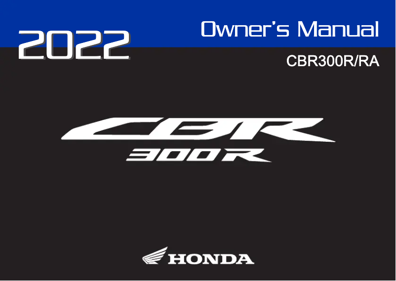 Page 1 de la notice Manuel utilisateur Honda CBR300R (2022)