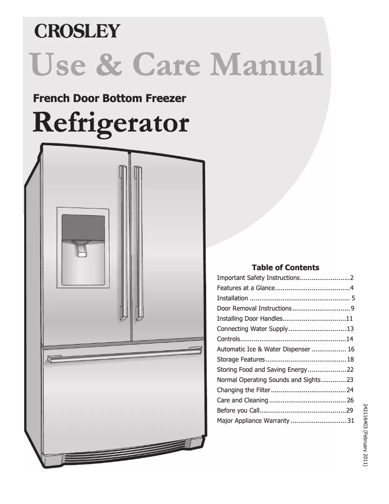 Image de la première page du manuel de l'appareil CFD28WIQB