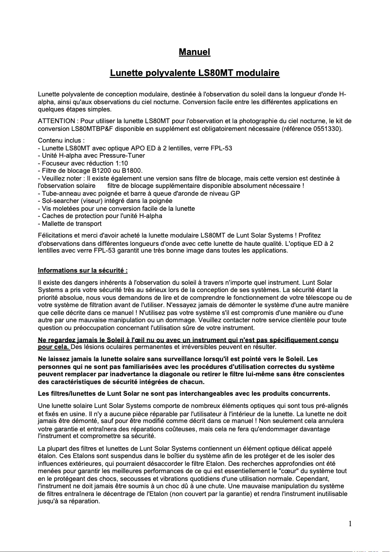 Image de la première page du manuel de l'appareil LS80MT