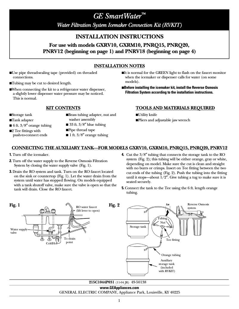 Image de la première page du manuel de l'appareil GXRV10ABL