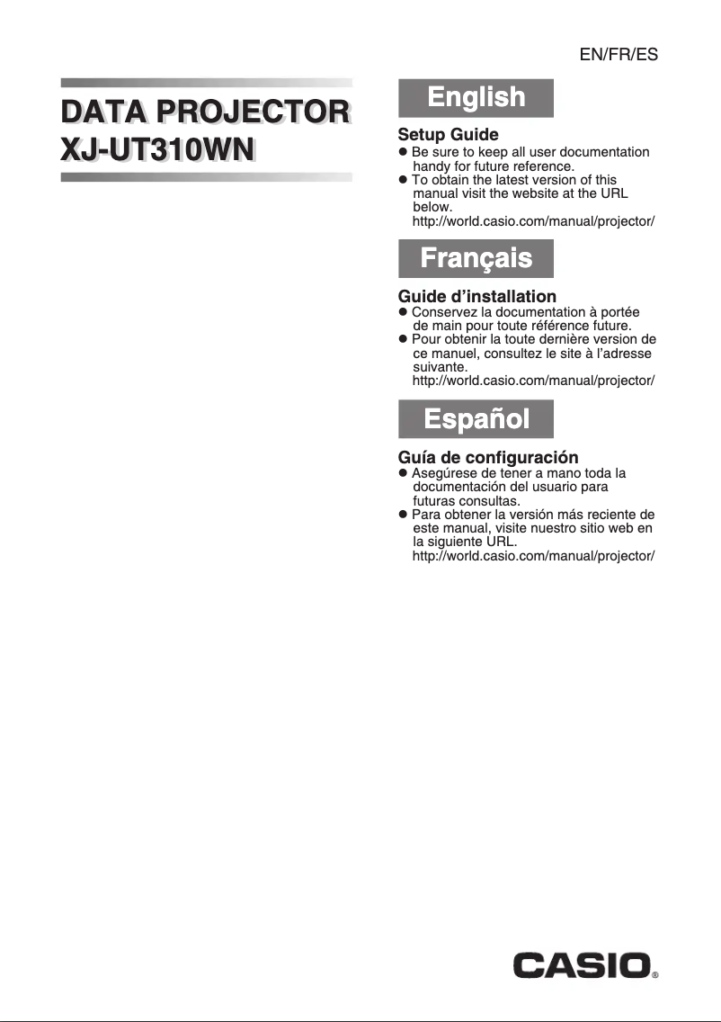 Page 1 de la notice Guide d'installation Casio XJ-UT310WN