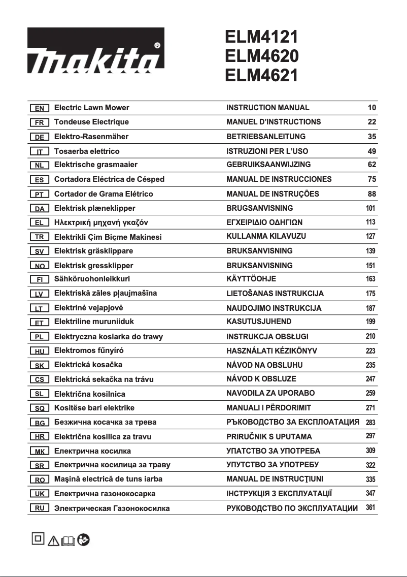 Page n°1 - Manuel utilisateur Makita ELM4620