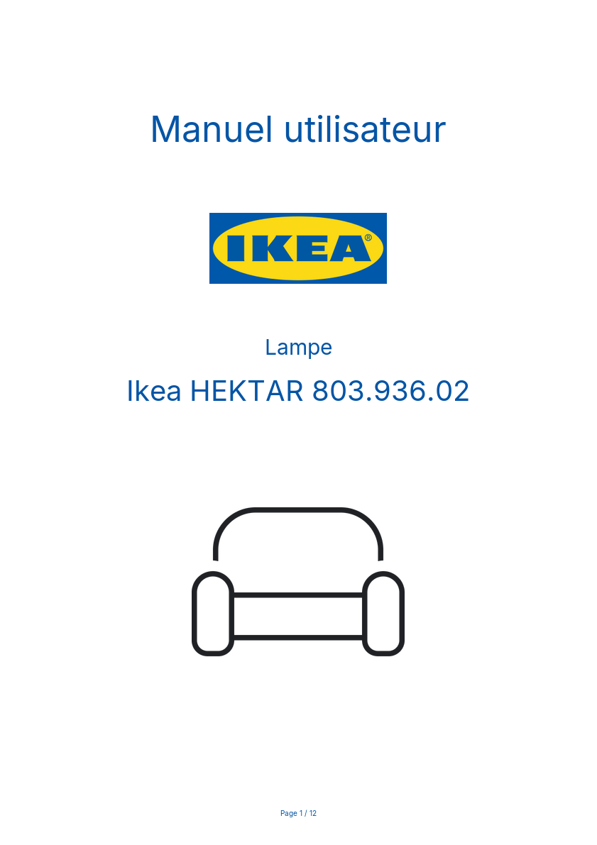 Page 1 de la notice Manuel utilisateur Ikea HEKTAR 803.936.02