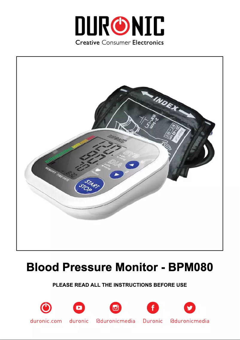 Page n°1 - Manuel utilisateur Duronic BPM080