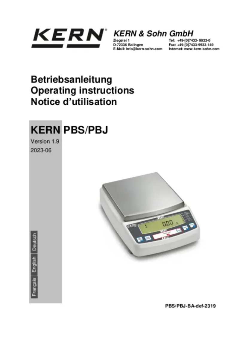 Page 1 de la notice Manuel utilisateur Kern PBS 4200-2M