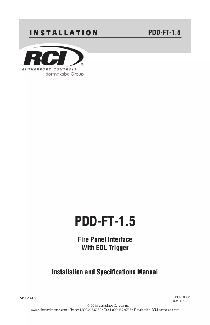 Page n°1 - Manuel utilisateur Dormakaba ISPSFPD-1.5