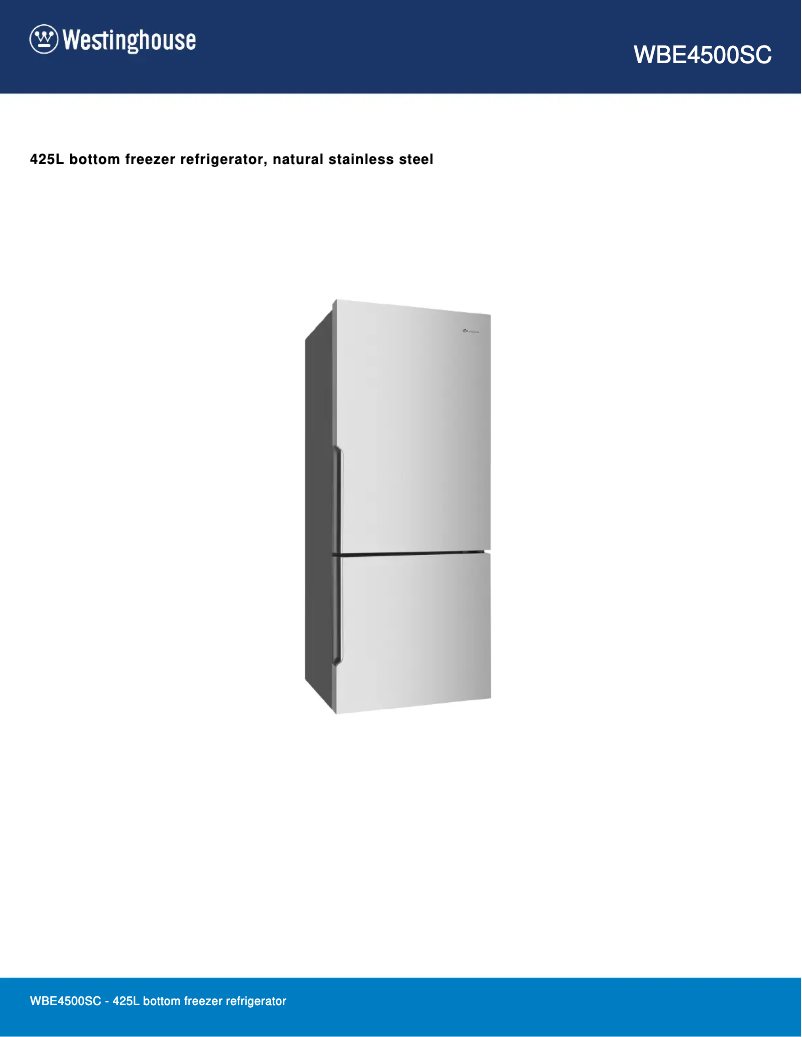 Page n°1 - Fiche technique Westinghouse WBE4500SC