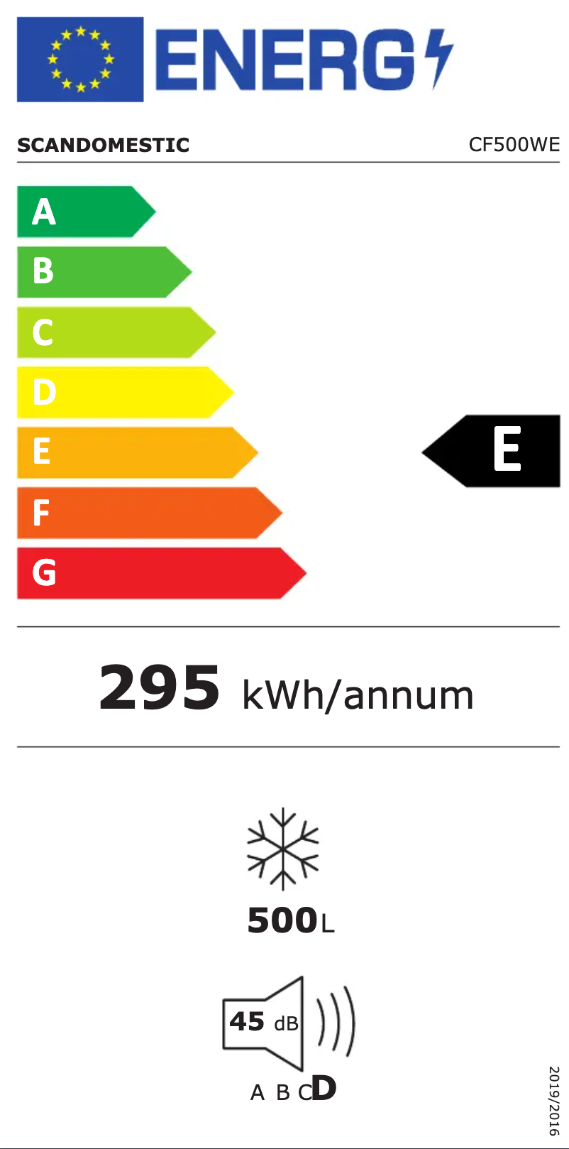 Page 1 de la notice Label énergétique Scandomestic CF500WE