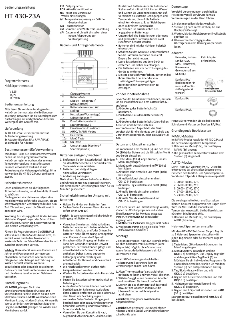 Page n°1 - Manuel utilisateur Olympia HAT 430-23A