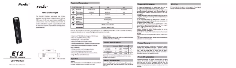 Image de la première page du manuel de l'appareil E12