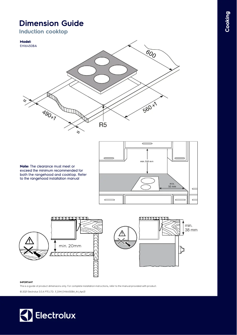 Page 1 de la notice Manuel utilisateur Electrolux EHI6450BA