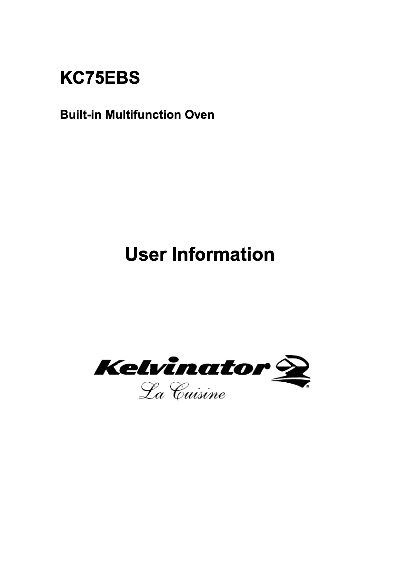 Page 1 de la notice Manuel utilisateur Kelvinator KC75EBS
