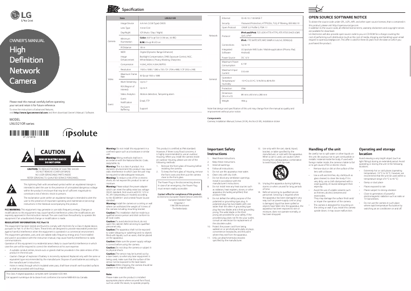 Image de la première page du manuel de l'appareil LNU3210R