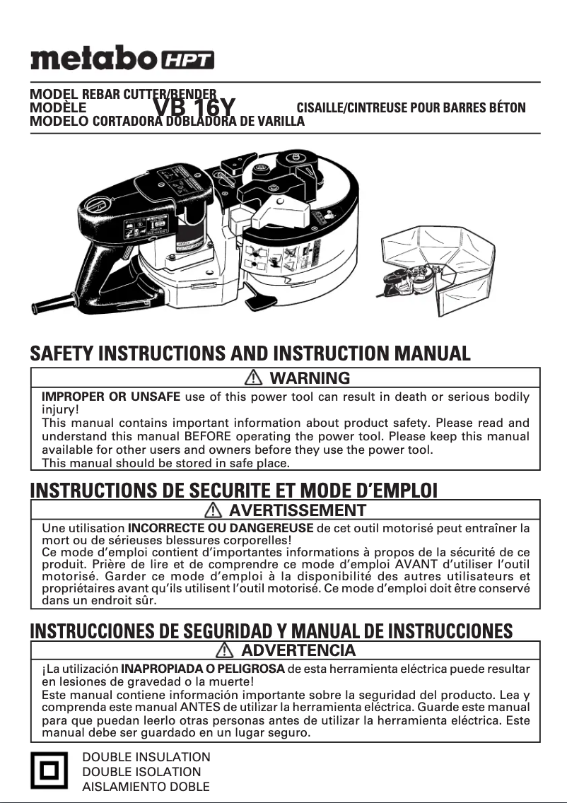 Page 1 de la notice Manuel utilisateur HiKOKI VB16Y