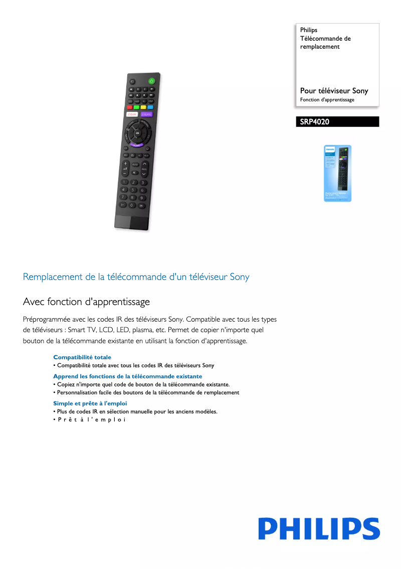 Image de la première page du manuel de l'appareil SRP4020