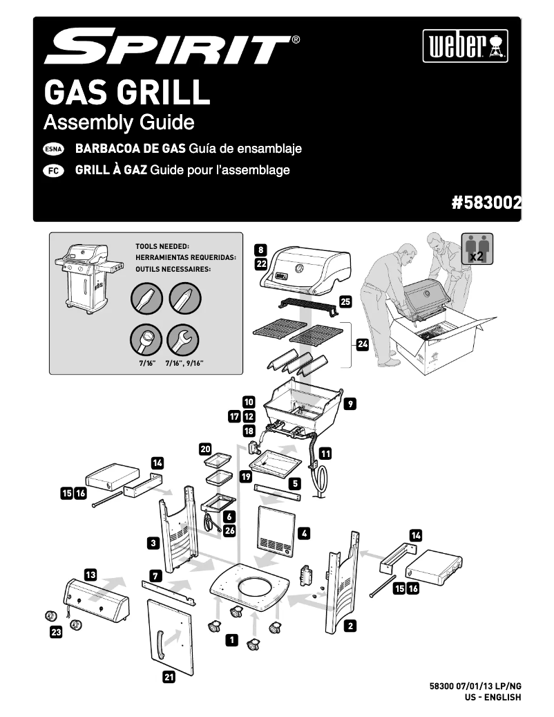 Page 1 de la notice Instructions / montage Weber Spirit E-210