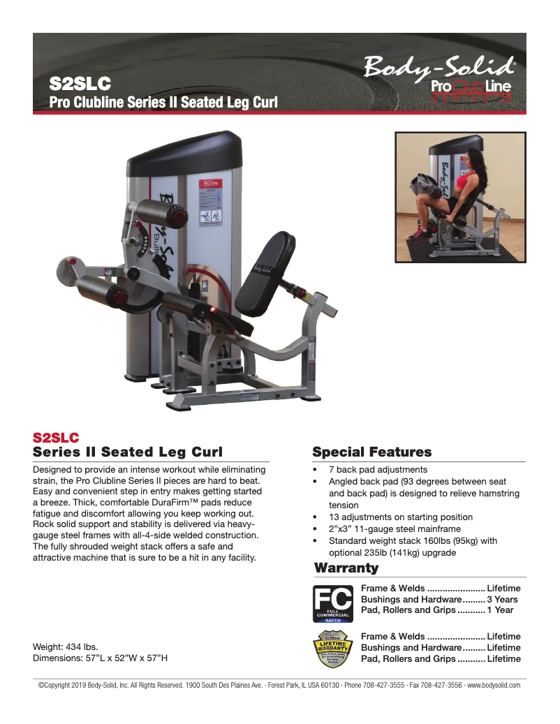 Page 1 de la notice Fiche technique Body-Solid S2SLC