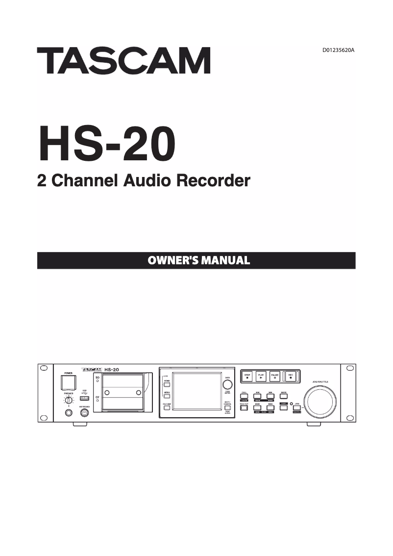 Page n°1 - Manuel utilisateur Tascam HS-20