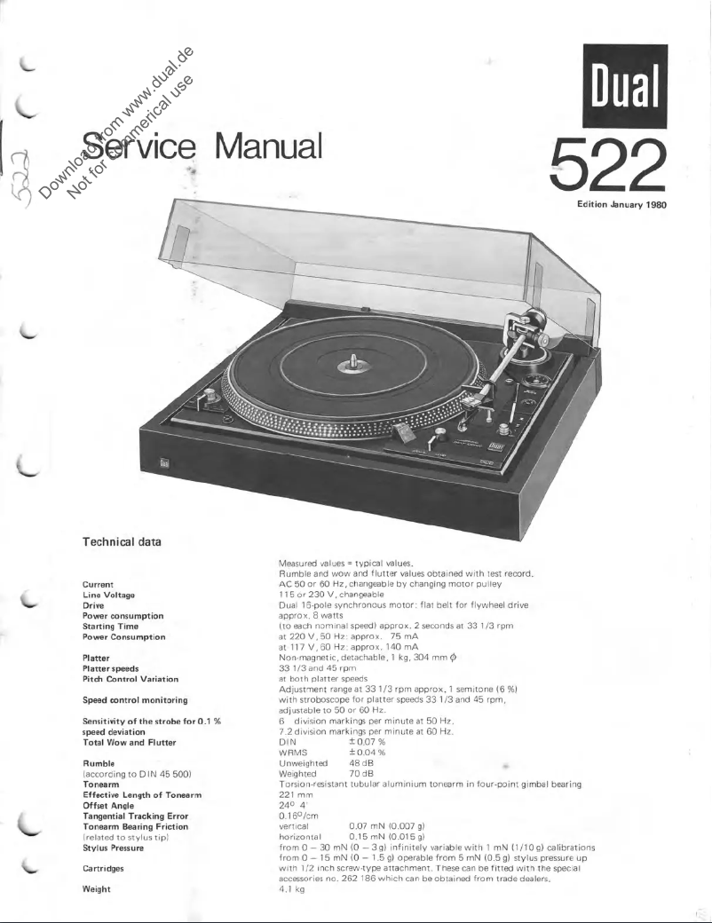 Page n°1 - Manuel utilisateur Dual 522