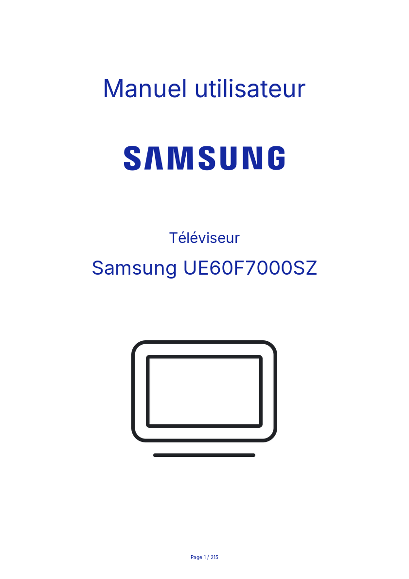 Page n°1 - Manuel utilisateur Samsung UE60F7000SZ